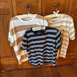 Striped T-Shirt Trio in Neutral and Navy